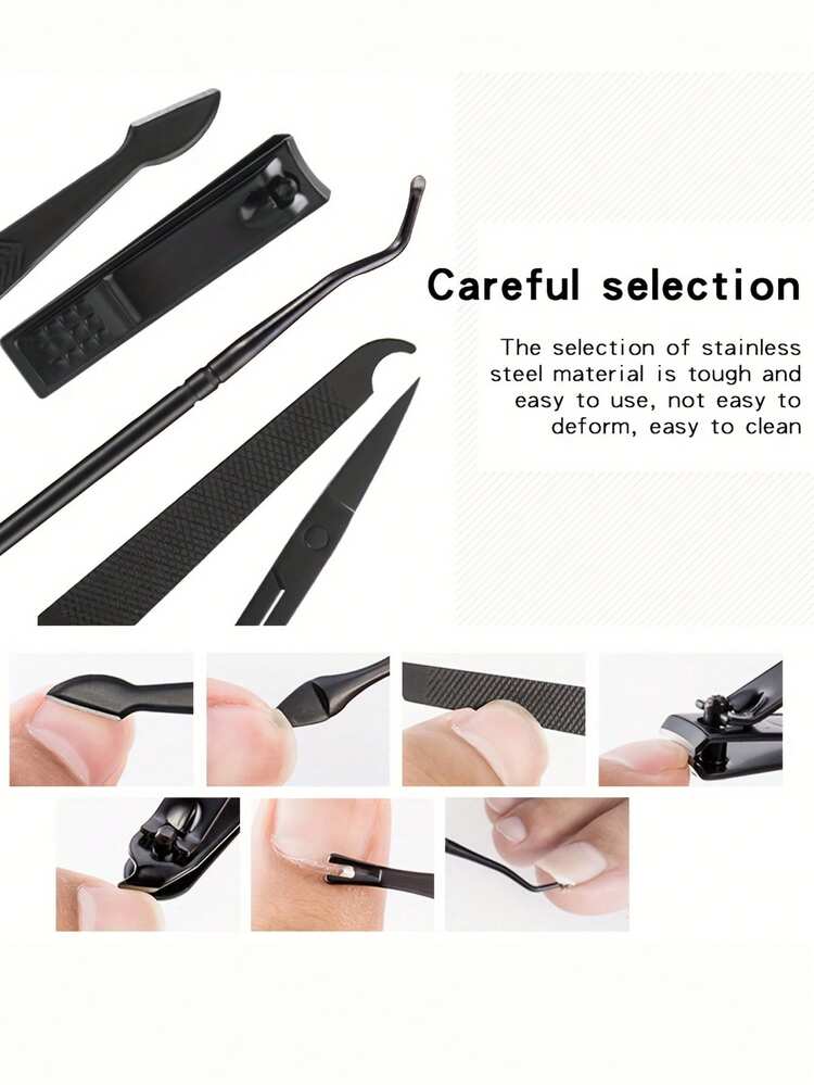 Brodark 24pcs Alphabet & Floral Pattern Nail Clipper Manicure Tool Set, With Portable Travel Case, Includes Cuticle Nipper And Trimmer, Professional Nail & Foot Care Kit, Travel Beauty Set, Suitable For Gifts, Back To School - Grey - View 4