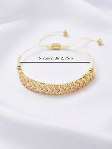 1pc Fashionable Rhombus Copper Zirconia Adjustable Bracelet, Casual Accessory For Men - Multicolor - View 13