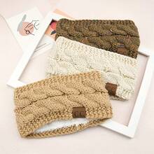 Women's Cold-Proof Headband|CC Label Fleece-Lined Warm Headband|Elastic And Soft Plush Winter Headband|Knitted|Comfortable Fabric|Holiday Accessories Gifts| - Beige - View 4