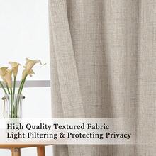 OWENIE Linen Kitchen Curtains Over Sink 30 Inch Length 2 Panels Set, Light Filtering Textured Short Cafe Curtains For Bathroom Windows, Small Curtain For Cabinet Basement RV Camper, 30\ W By 30\ L,30inchWx30inchL(Packof2),Linen - Linen - View 3