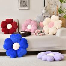 Flower Shaped Pillow, Cute Decorative Throw Pillows With Soft Rabbit Fur For Couch Bed Chair Floor, Christmas Pillow Seating Cushions With Room Décor For Bedroom Living Room(19.6 Inches, Beige),19.6Inches,Beige - 米色 - 查看 3