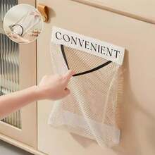 1/2pcs Mesh Storage Bag, Convenient Kitchen Mesh Organizer Bag, Wall-Mounted Hanging Storage Bag, Reusable Household Over-The-Door Organizer Bag, Breathable Minimalist Design, Suitable For Kitchen Tool Organization