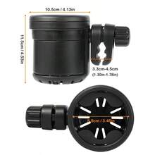 1个二合一旋转杯架，安全座椅杯架，电动自行车水壶双杯架，婴儿推车杯架 - 黑色 - 查看 2