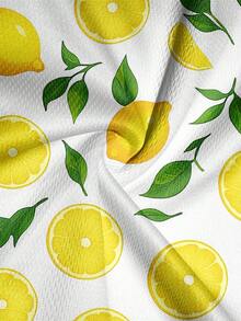 Men's Summer Vacation Style All-Over Lemon Print Drawstring Waist Double Layer Beach Shorts - Multicolor - View 4