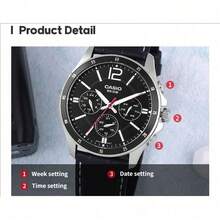 Casio Enticer Chronograph – 6-Hand Precision Movement, Genuine Leather Strap, Refined Sport Design & Comfortable Daily Wear - one-size - View 5