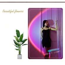Sunset Projection Lamp, Rainbow Ambiance Sunset Light, Bedroom Room Decor Background Wall Tabletop Live Streaming Light - Black - View 12