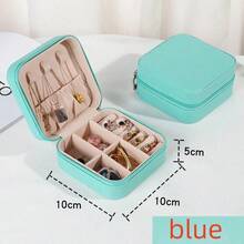 1 pieza Caja de joyería de gran capacidad de 2 capas, caja de almacenamiento de joyas de múltiples compartimentos, caja para anillos, aretes, collares, empaque, caja de joyería, caja de joyería portátil para viajes, regalo para el Día de San Valentín/Navidad, caja de almacenamiento para el baño - Multicolor - Ver 13