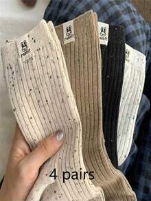 Valentine's Day Gift 3/4 Pairs Merrill Mid-Calf Rabbit Pattern Socks, Fashionable And Breathable, Socks, Women's Over-The-Knee Socks, Perfect Gift, Ideal Present, Suitable For Christmas, Thanksgiving, Valentine's Day, And Various Holidays. - Multicolor - View 11