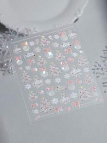 ملصقات فن الأظافر اليابانية الكاواييه وردية اللون بتصميم الكرة المتلألئة وشجرة عيد الميلاد والثلج والجوارب، ملصقات أظافر لاصقة ذاتيًا لمناسبات الاحتفال بالعطلات، فكرة هدية DIY للأظافر - متعدد الألوان - مشاهدة 9