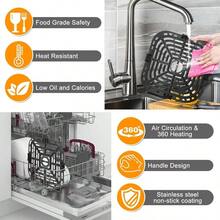 fryer Accessories Instant Pot Vortex Plus 6 in 1 4 Quart Fryer Oven, 3''*. 3'' Square Fryer Grill Pan Grill Plate Crisper Plate Parts Tray Rack - 4QT para Vortex instantáneo - Ver 5