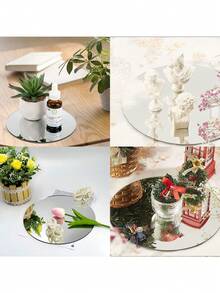 10片装亚克力圆形镜贴，非玻璃材质，是家居墙面装饰或婚礼餐桌摆饰的理想之选。适用于房间、浴室、梳妆镜装饰，20厘米银色亚克力圆形镜。 - 彩色 - 查看 8