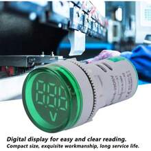 YWBL-WH LED Digital Voltímetro Luz de señal Pantalla Digital Indicador del medidor de Voltaje de DC Lámpara Redonda Probador Azul Rojo Verde Amarillo(Amarillo) - Verde - Ver 5