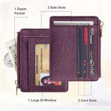 Sodsay Card Case Slim Front Pocket Wallet For Women Credit Card Holder With Keychain - 牛仔棕色 - 查看 2