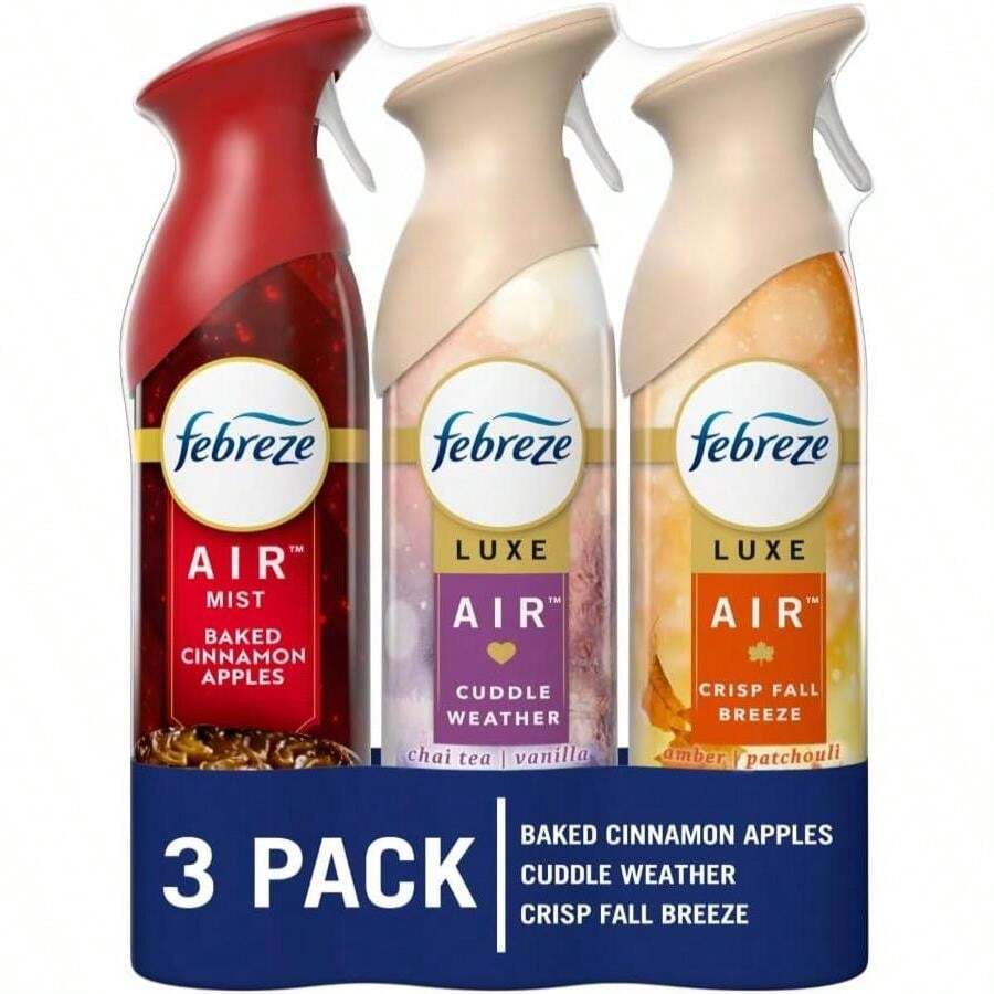 Febreze Air Freshener Spray, Odor-Fighting Room Spray, Crisp Fall Breeze, Cuddle Weather, Baked Cinnamon Apple, 8.8oz, 3 Count - trắng - Xem 1