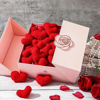 8pcs Handmade Crochet Heart-Shaped Decorations, Ideal For Valentine's Day, Mother's Day, Anniversary Decor, Handmade Tree Ornaments, Party & Home Decor (Red), Holiday Decorations, Seasonal Gifts, Heart-Shaped Decor, Crochet Handicrafts, Fabric Decorations, Handmade, Heart Decorations, Holiday Handicrafts, Home Decor Enthusiasts, Gift For Mom