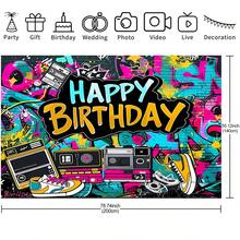 1 Stück Retro 80er Jahre Radio Fotografie Kulisse Themenparty Dekor Hintergrundstoff (210 x 150 cm, 150 x 100 cm, 100 x 75 cm) Bunter Ziegelwand, Schuhe & Rollschuhe Kulisse geeignet für 80er Jahre Party Dekoration, Banner, Fotobox, Innen-/Außenbereich Studio, Partyzubehör, verschiedene Größen erhältlich, Weihnachtsparty Dekoration, Weihnachtsdekoration, Geburtstagsgeschenk - Verschiedenfarbig - Übersicht 10