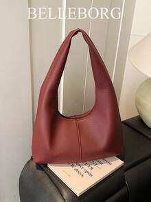 Geantă de umăr pentru femei, casual, minimalistă, cu capacitate mare, ușoară și versatilă - Burgundia - Vizualizare 3