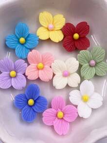30颗混合树脂彩色16毫米花朵平底宝石，适用于剪贴簿、DIY、婚礼、圣诞节艺术装饰、珠宝工艺配件