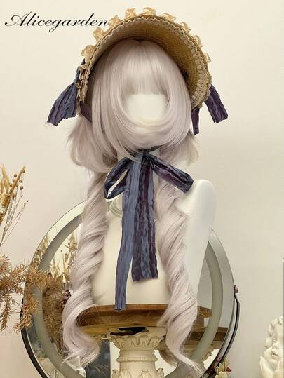 alicegarden 1 Piece Of Synthetic Heat-Resistant Curly Hair, Long Wig With Bangs, Woven Natural And Realistic Wig For Daily Use (Excluding Accessories)