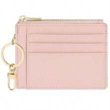 Sodsay Card Case Slim Front Pocket Wallet For Women Credit Card Holder With Keychain - Smooth Pink Champagne - View 1