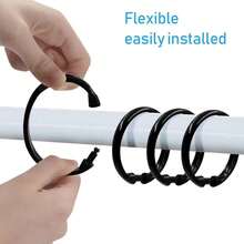 Black Shower Curtain Hooks Rings, 12 Pcs Circular Plastic Shower Curtain Rings For Bathroom, Plastic Shower Curtain Hooks For Shower Curtain Rod, Black Shower Hooks Rings For Shower Curtain,Black - 黑色的 - 查看 5