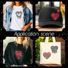 Heart Rhinestone Iron On Hotfix Transfer Red Dripping Water Crystal Heat Transfer Decal Black Heart Iron On Crystal Rhinestone Decals For Shirts Bags Hats Pants Jeans Shoes DIY Crafts,Heart - Heart - View 8