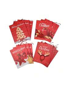 12 pezzi - Nuova borsa regalo di Natale, creativa borsa natalizia con polvere cosparsa