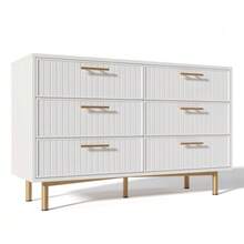 6-Drawer Chest Of Drawers, White Sideboard/Chest Of Drawers For Bedrooms And Living Rooms, White - H75/W120/D40 Cm - White - View 6