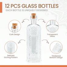 XZGB Small Mini Clear Vintage Glass Bottles With Corks Mini Vases Decorative Potion Assorted Design Set Of 12 Pcs 4.6 Inch Tall 11.43cm 1.4 Inch Wide (3.56cm) - Clear - View 3