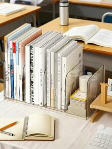 1pc Transparent Acrylic Desktop Bookshelf, Book Stand, Office/Student Document/Book Storage Rack