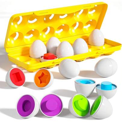 Vakrny Huevos A Juego De Forma Y Color,Huevos A Juego 12 Piezas,Juguete DidáCtico De Color Y Forma ClasificacióN,Juguete Educativo Montessori Stem Para NiñOs PequeñOs Y Preescolares