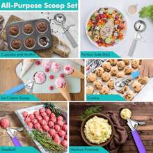 XZGB Ice Cream Scoop Cookie Scoop Set Incluede 1.2 OZ/ 2 OZ/ 4 OZ Scoop Portion Control For Cookie Dough Ice Cream Cupcake Muffin Mashed Potatoes Side Dish Pancake - XámXanhTím - Xem 7