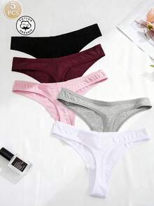 Paquete de 5 bragas tipo tanga cómodas para mujer, ropa interior suave adecuada para deportes y uso diario, multipack, tallas XS-XL, para todas las estaciones - Multicolor - Ver 2