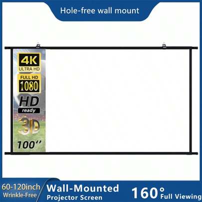 GAINVANE No-Drill Wall-Mounted Projection Screen, Suitable For Home Theater, High-Definition Portable Projection Screen, Smart Installation Design - Compatible With Various Projectors, Applicable To Living Room, Bedroom And Office Meeting Scenarios (No External Power Required)