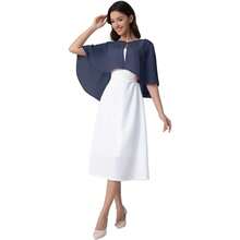 Chiffon Shawl Wraps Shrug For Evening Dress Wedding Cape Cover Up - Navy - 查看 6