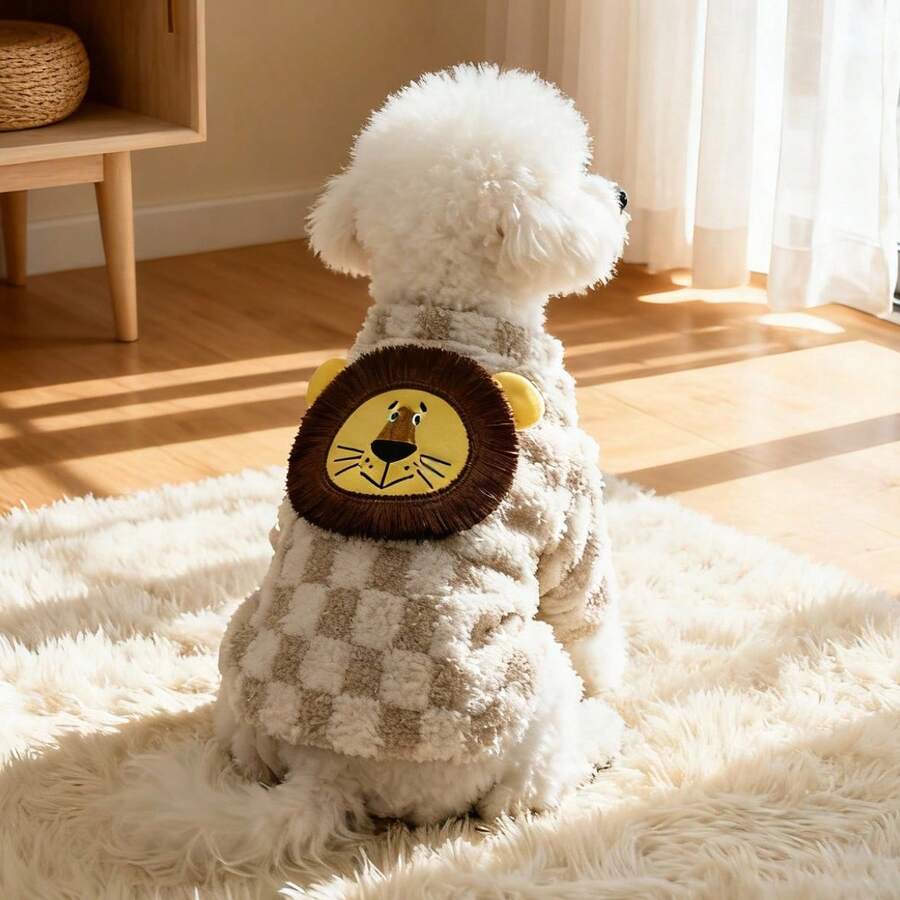 HAZOOWILL Thick Warm Winter Dog Sweater Jacket With 3D Lion Head - Lamb Fleece Pullover Hoodie Outfit For Small To Large Dogs, Cozy Pet Clothes For Pomeranian Chihuahua, Cute Costume For Christmas Festival& Daily Wear& Holiday Photos - Brown - View 1