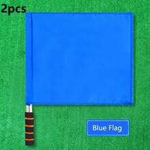 2pcs Upgraded Stainless Steel Referee Flags, Red Yellow Green White Traffic Direction Flags For Athletics, Soccer, Railway