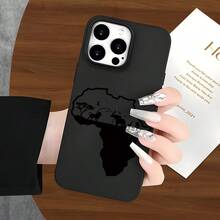 Fundas de Teléfono Silhouette con Animales del Continente Africano, Diseños Creativos de Dibujos Animados Populares, Protectores de Teléfono Esmerilados de Gran Agujero, Divertidos y Únicos, Regalos Modernos Simples pero Elegantes para Hombres y Mujeres, Compatibles con  16, 15, 14, 13, 12 y - Negro - Ver 5