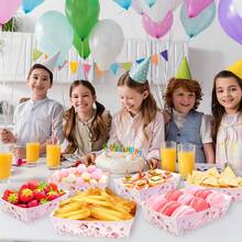 6pcs/12pcs Fairy Theme Food Trays, Fries & Snack Boxes, Suitable For Princess & Fairy Theme Birthday Party, Wedding Supplies, Spring Outdoor Decor - Multicolor - View 5