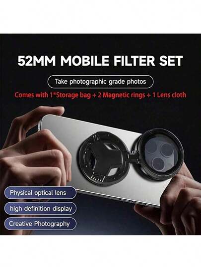 52Mm Magnetic CPL Lens Filter Kit For Mobile Cameras, Featuring An Ultra-Thin Multi-Coated CPL Filter With Properties, Suitable For Smartphone Photography. Compatible With Iphone Android Phone For Winter Vacation, Travel, Creative Photography, Social Media Content, Vlogging Vacation Travlel Studio Outdoor Live Streaming Travel Vlog Video Recording Influencer Content Phone Accessories Phone Camera Lens Photography Accessories