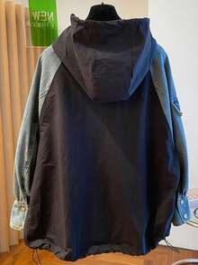 Plus Size Denim Jackets - 黑色 - 查看 4