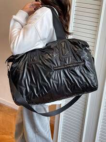 Quilted Sports Gym Bag, Fashionable Large Capacity Travel Tote Bag, Portable Thick Weekend Overnight Bag, Large Capacity Minimalist Zipper Bag, Solid Color Multi-Function Travel Bag, Portable Overnight Bag, Fashionable Large Capacity Travel Tote Bag, Sports Gym Bag, Unisex Travel Essential Durable Gym Bag, Yoga Bag - Multicolor - View 10