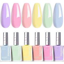 Beetles Pastel Nail Polish Set -6 Colors Pink Blue Yellow Nude Pink Purple Nail Polish Set Quick Dry Finger DIY Air Dry Nail Art Salon Home Pastel Reverie Gift For Women - Màu xanh Cadet - Xem 8