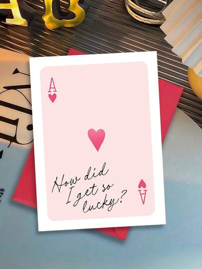 1pc Lucky Playing Card Style Birthday/Valentine's/Wedding/Anniversary Card - How Did I Get So Lucky? - With Envelope - Pastel Pink Hearts - Wedding, Birthday, Valentine's, Anniversary, Proposal - For Women, Men, Couples - Funny Lucky Gift Idea - Ace Of Hearts Design - Minimalist Elegant Card - Perfect For Husband, Wife, Boyfriend, Girlfriend - Romantic And Humorous Keepsake Gift