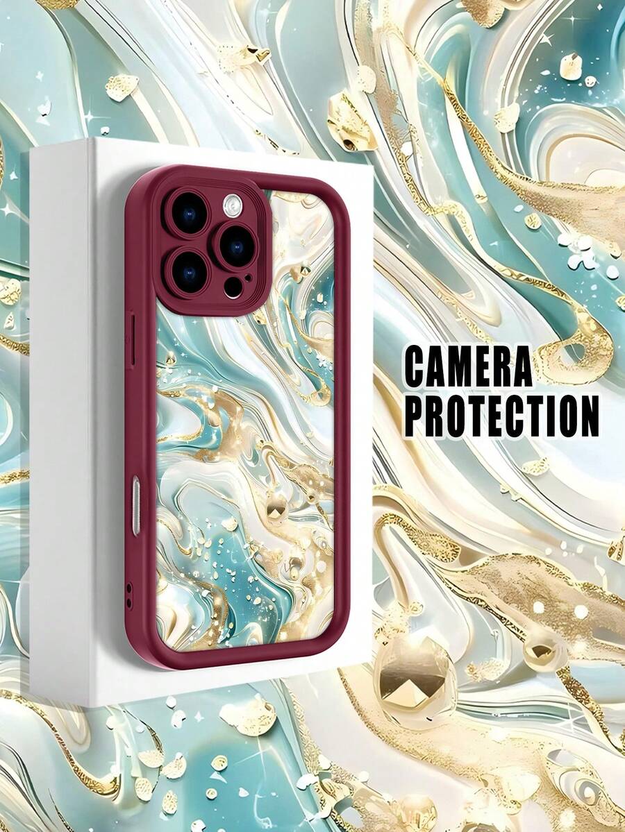 1 pieza Funda de teléfono con diseño de mármol en tonos azul y dorado en estilo elegante y sofisticado ideal para amantes del lujo y lo moderno TPU soft case, protección completa antideslizante y anti-caída, compatible con iPhone17 ProMax/16/15/14/13/12/11/Plus/Pro/ProMax, compatible con Galaxy A34/A35/A54/A55, Galaxy S20/S21/S22/S23/S24/S25 Ultra/Plus, compatible con Galaxy/Redmi/Honor/OPPO/ViVo - Burdeos - Ver 1