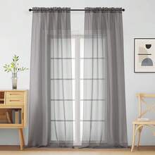 Grey Sheer Curtains For Window 96 Inches Long 2 Panels, Light Filtering Voile Sheer Curtains For Living Room Bedroom, Dual Rod Pocket Elegant Window Drapes, Charcoal Grey, 2x42Wx96L Inches,42inchWx96inchL(Packof2),CharcoalGrey - 炭灰色 - 查看 1