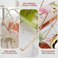 YGusto Nostro Organizador de Botellas de Vino y Soporte para Copas Estante de Vino Porta Botellas Dorado Porta Vinos y Copas Iron Wine Rack Estanteria  para Cocina Mostrador Mesa - Dorado+8 Botellas - Ver 4