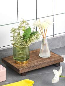 9 X 6 Inch Wooden Base Soap Holder, Farmhouse Style Wooden Riser, Bathroom And Kitchen Soap Dish Rack, Soap Dish Holder, Rustic Candle And Plant Stand, Countertop Decoration, Modern Style Rectangular Decorative Display Rack - Multicolor - View 4