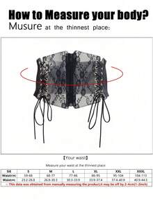 1pc Women's Renaissance Accessory Black Punk Style Drawstring Adjustable Corset Belt, Suitable For Halloween Night Or Daily Wear - Black - View 9