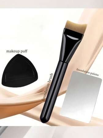 3pcs Professional Liquid Foundation Make-Up Brush Set Facial Mask Makeup Brush For Liquid Foundation Make-Up To BB Cream, Concealer Palette